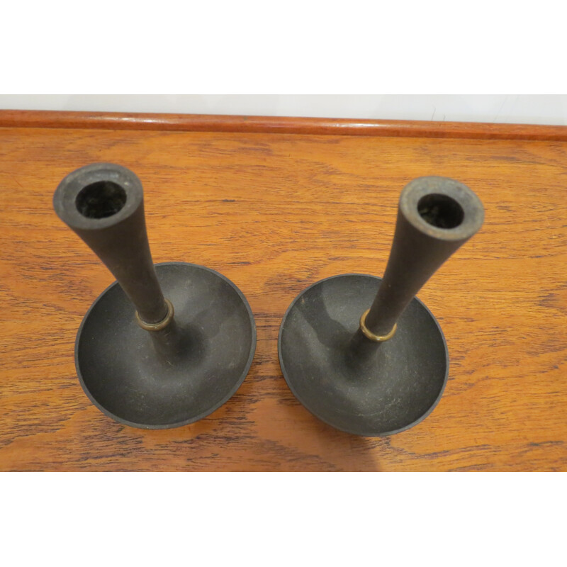 Pair of Dansk candleholders in wrought iron, Jens QUISTGAARD - 1960s