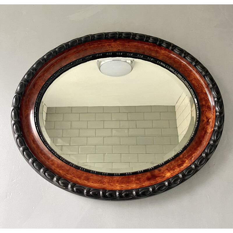 Vintage oval wall mirror with bevelled edge