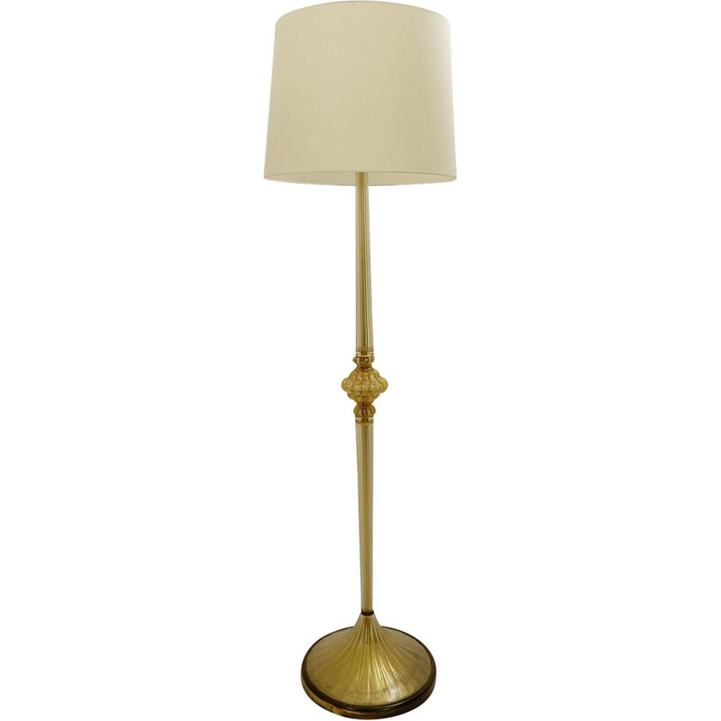 Vintage Murano Table Lamp Barovier & Toso 'Cordonato D'Oro' 1950s