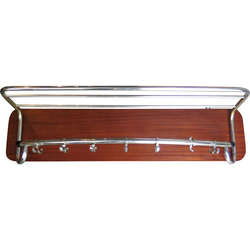 Vintage wooden chrome-plated coat hanger 1950