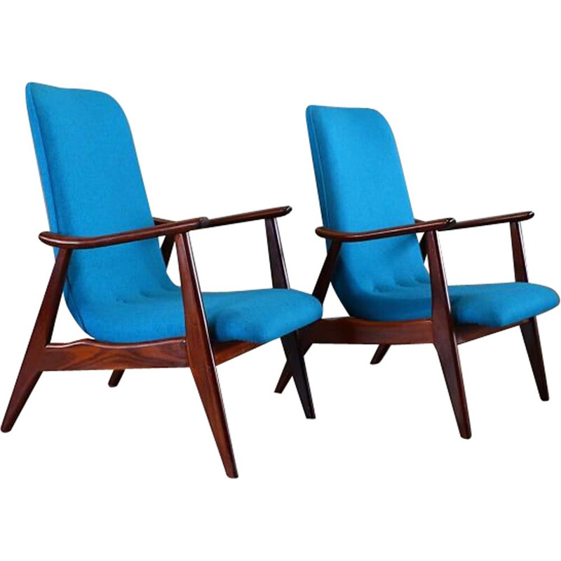 Paire de fauteuils lounge vintage par Louis Van Teeffelen pour Wébé, Pays-Bas 1950