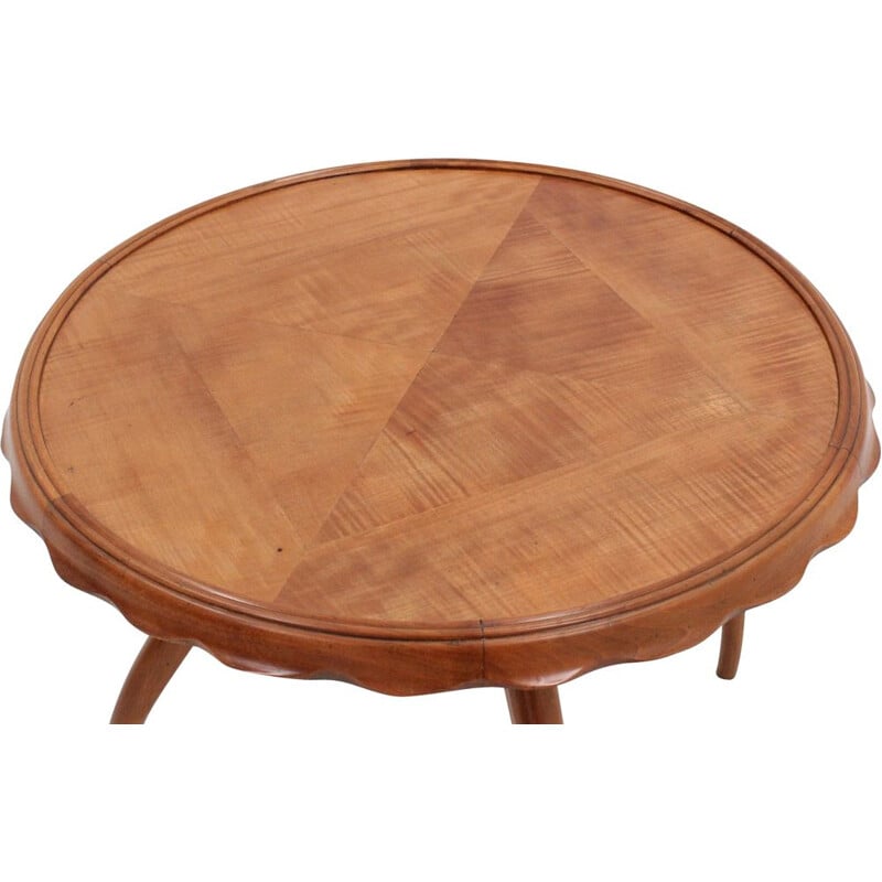 Vintage round walnut coffee table by Osvaldo Borsani 1940