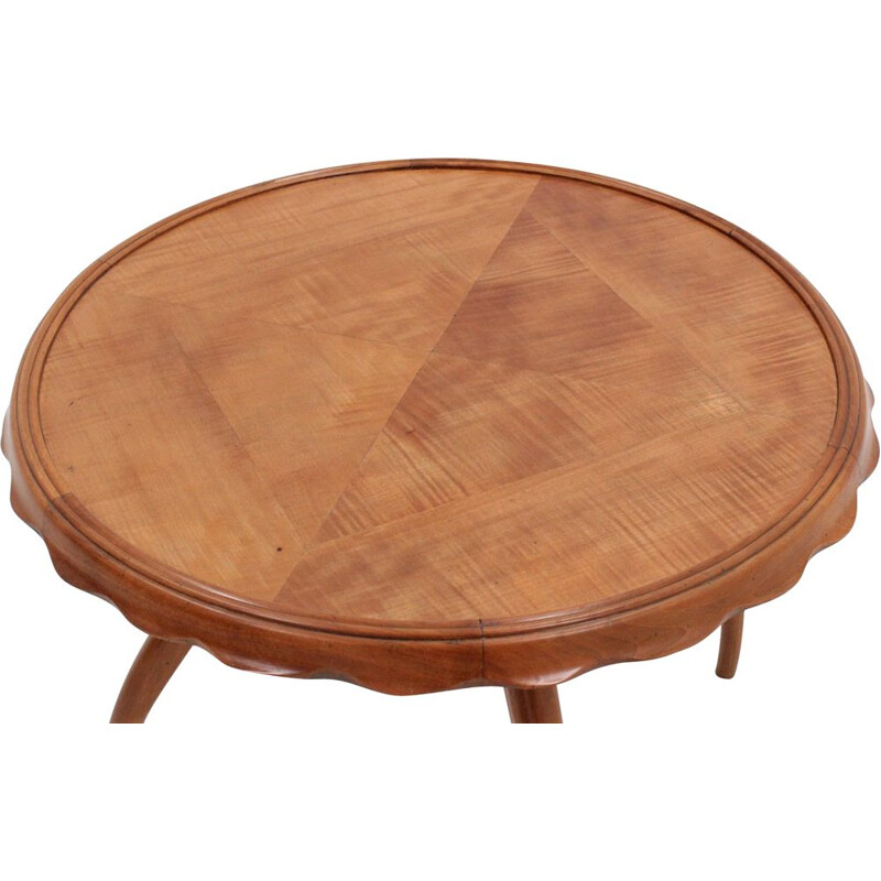 Vintage round walnut coffee table by Osvaldo Borsani 1940