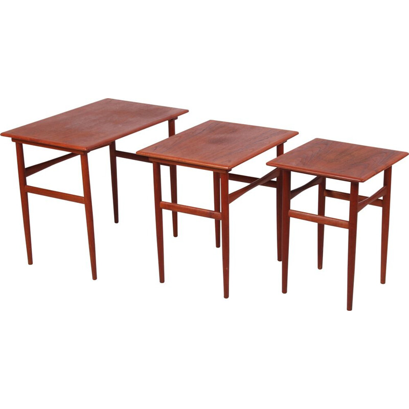 3 vintage teak side tables by Dyrlund, Denmark 1960
