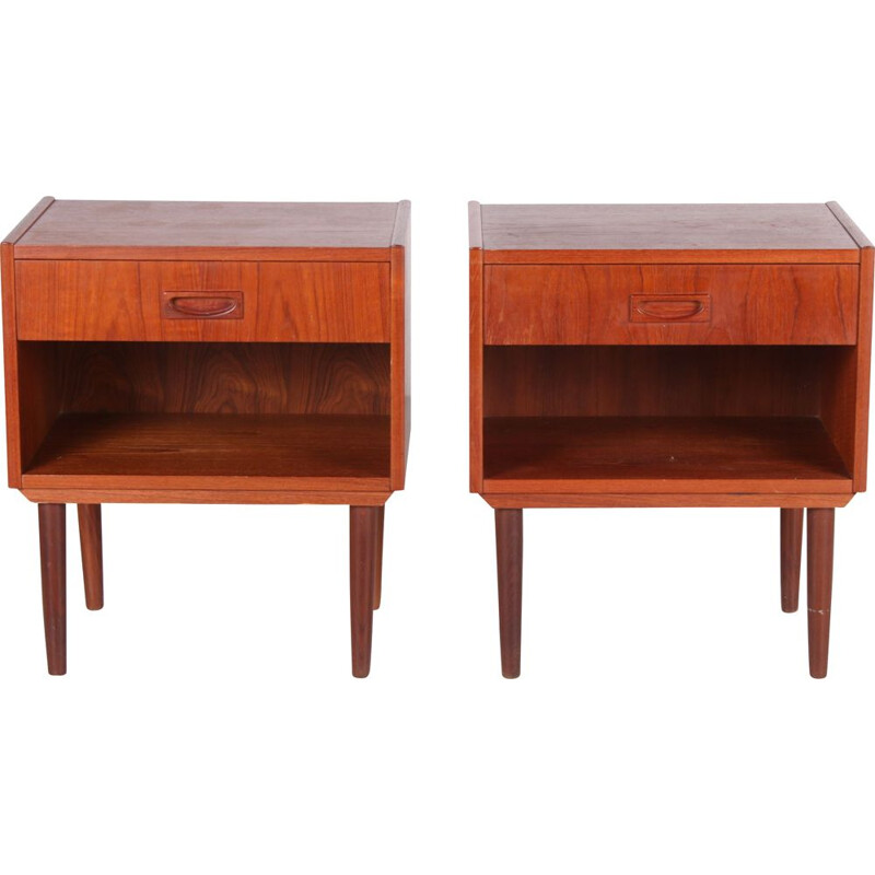 Pair of vintage teak night tables, Denmark 1960