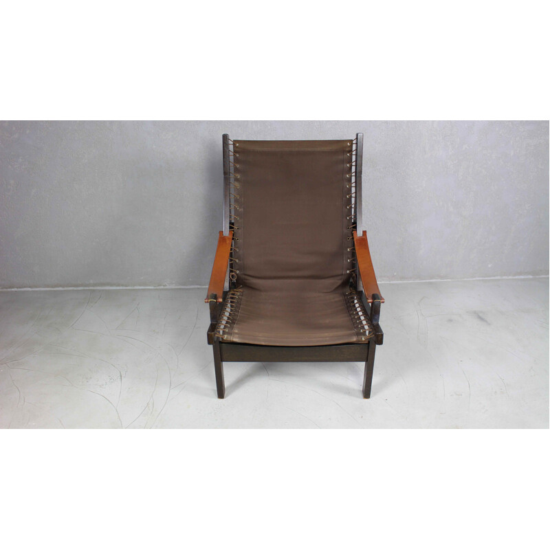 Vintage brown leather lounge chair by Torbjørn Afdal for Bruksbo 1960