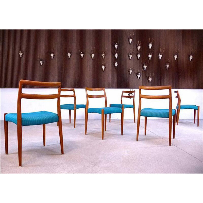 Set of Danish teak dining chairs, Johannes ANDERSEN - 1960s