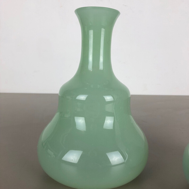 Par de vasos de vidro opalino Murano vintage de Gino Cenedese 1960