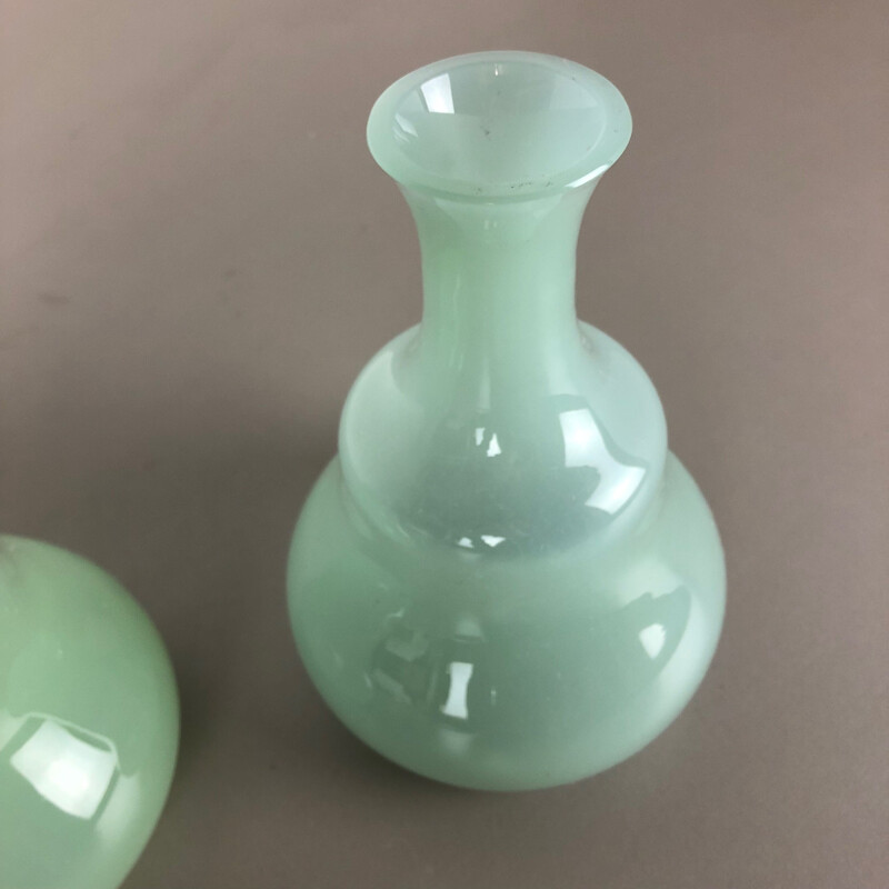 Pair of vintage Murano opaline glass vases by Gino Cenedese 1960