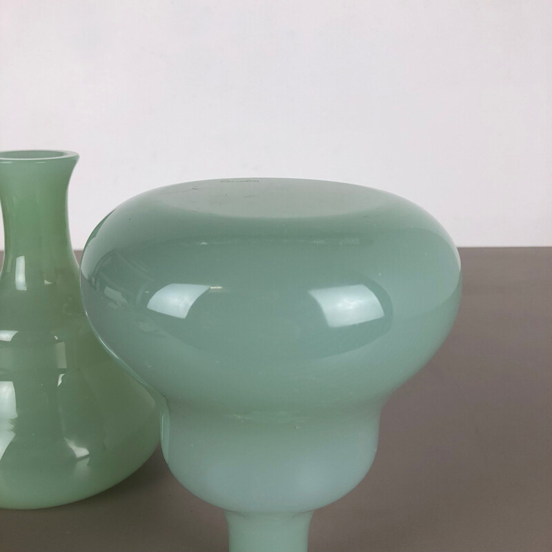 Pair of vintage Murano opaline glass vases by Gino Cenedese 1960