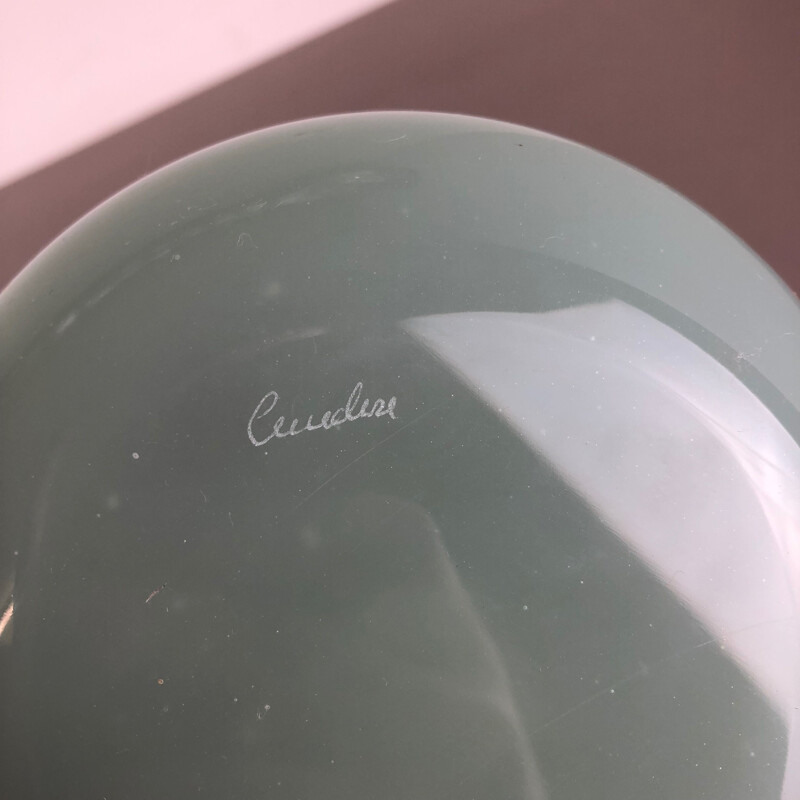 Coppia di vasi vintage in vetro opalino di Murano di Gino Cenedese 1960