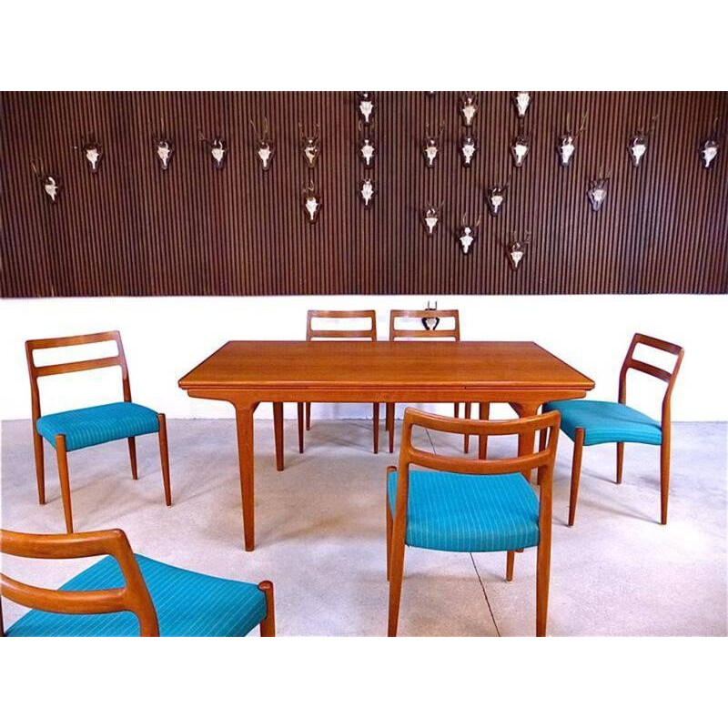 Set of Danish teak dining chairs, Johannes ANDERSEN - 1960s