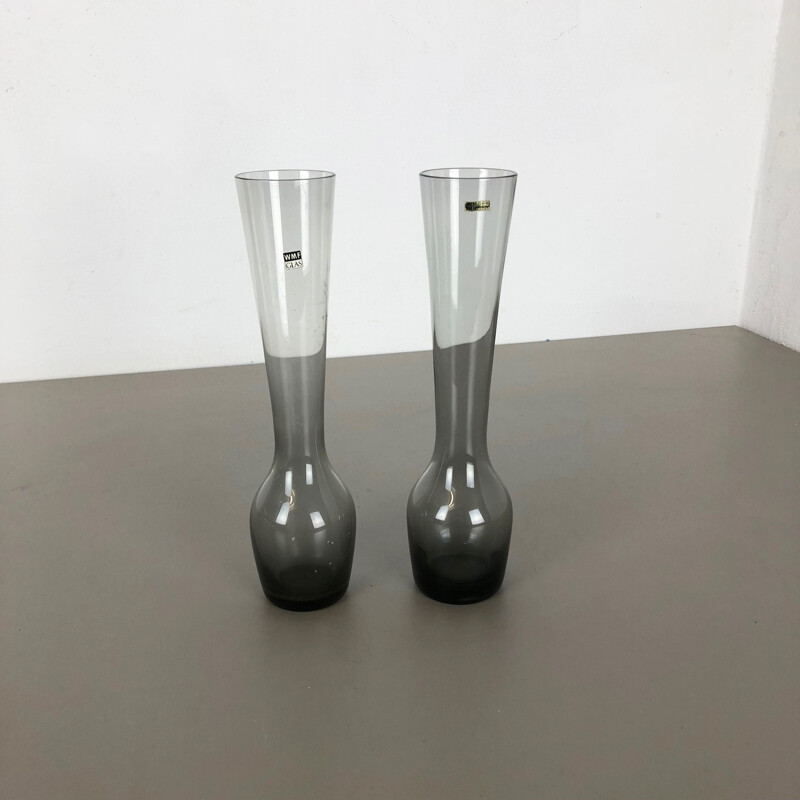 Paire de vases vintage Turmalin de Wilhelm Wagenfeld pour le WMF, Allemagne 1960