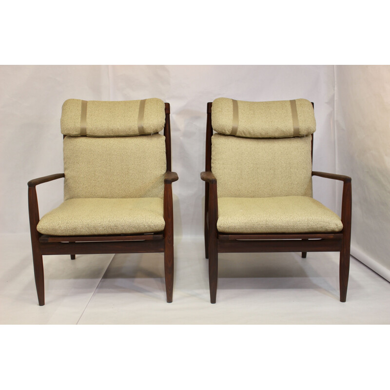 Pair of vintage armchairs Grete Jalk, Denmark 1960