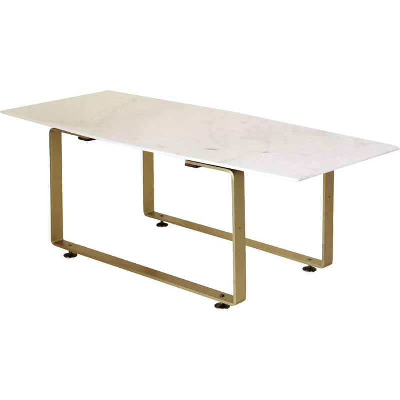 Vintage coffee table in marble and gilded iron structure 1970