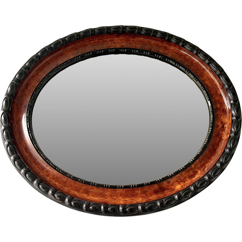 Vintage oval wall mirror with bevelled edge