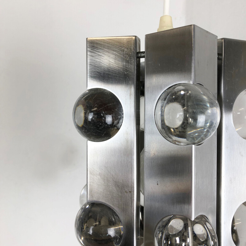 Pair of vintage silver sputnik suspensions by Cosack Lights, Germany 1970