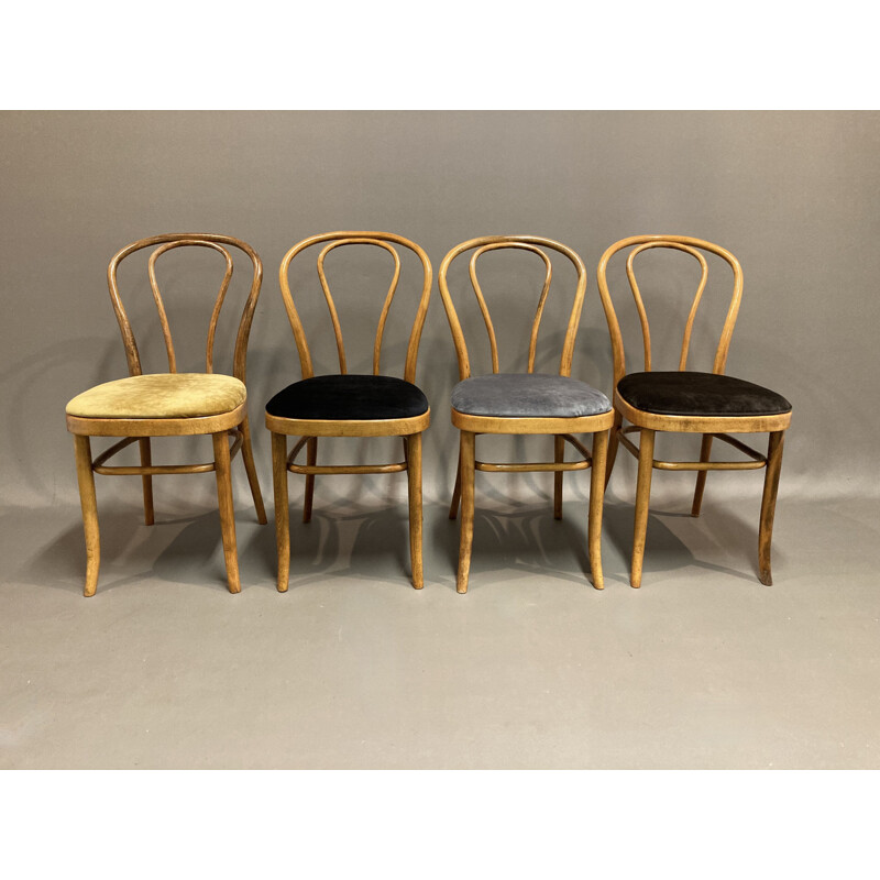 Set of 8 vintage chairs Thonet bistro 1950s