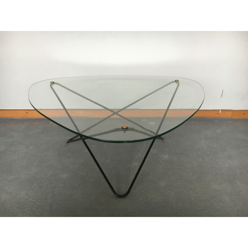 Airborne coffee table in metal and glass, Florent Lasbleiz - 1954