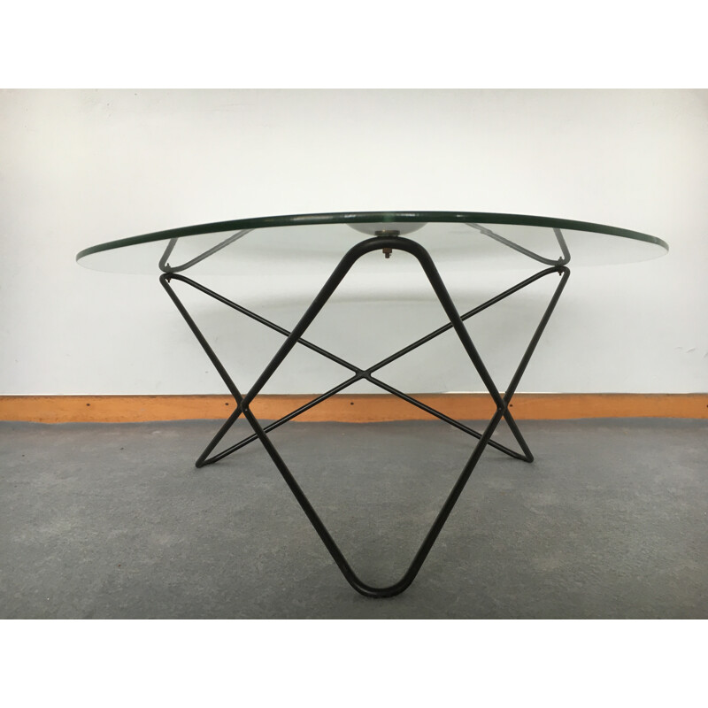 Airborne coffee table in metal and glass, Florent Lasbleiz - 1954