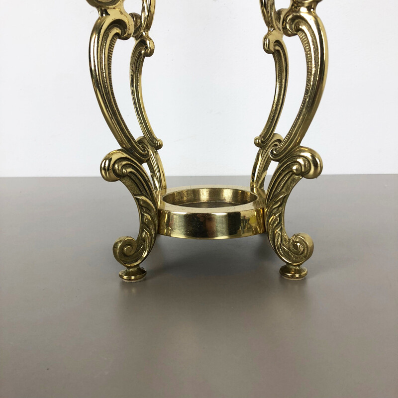 Vintage solid brass umbrella stand Hollywood Regency Italy 1970s