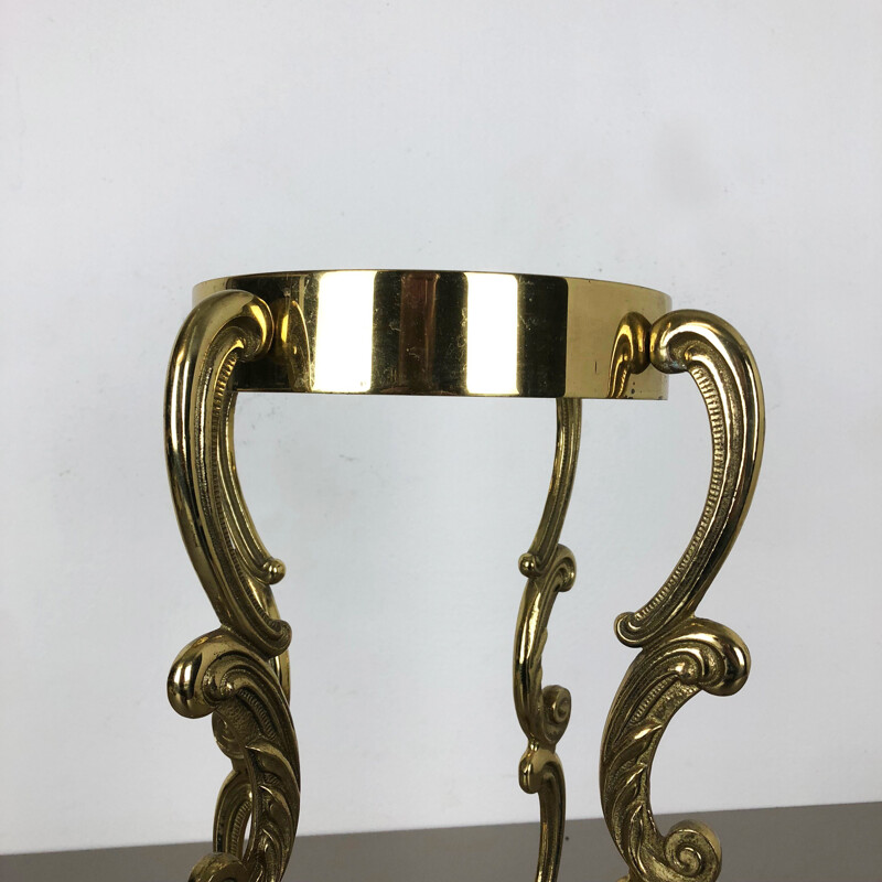 Vintage solid brass umbrella stand Hollywood Regency Italy 1970s
