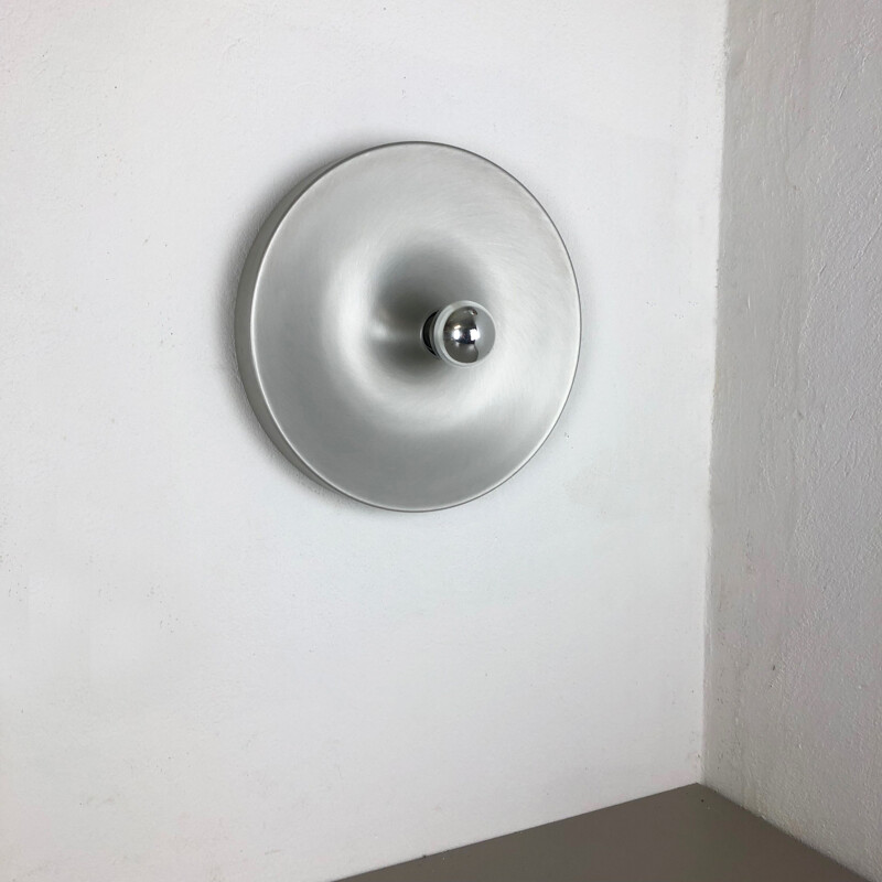 Vintage Silver Charlotte Perriand Disc Wall Light, Staff Lights, Germany 1970s