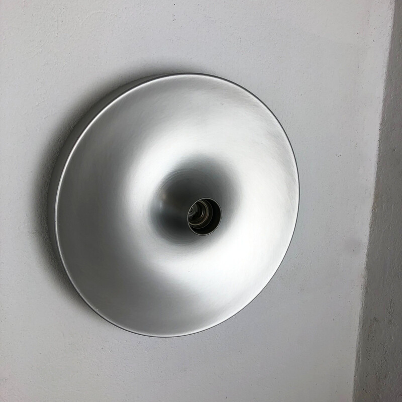 Vintage Silver Charlotte Perriand Disc Wall Light, Staff Lights, Germany 1960s