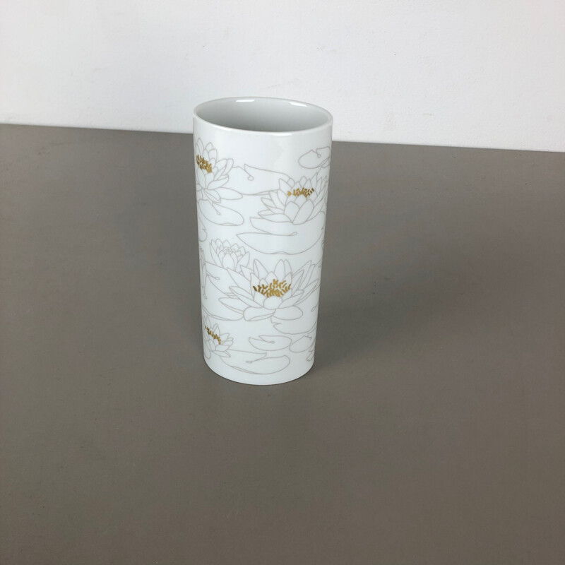 Grand vase vintage OP Art en porcelaine de Rosenthal Studio Line Allemand 1970