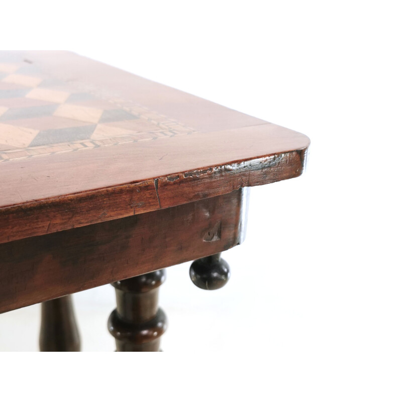 Vintage Walnut Parquetry Side Table English