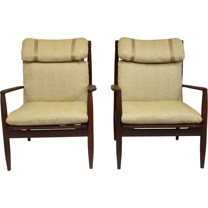 Pair of vintage armchairs Grete Jalk, Denmark 1960