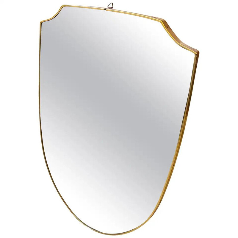 Mid-Century Brass Shield Wall Mirror 1950s