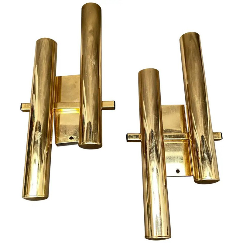 Pair of Mid-Century Brass Wall Sconces 1960s