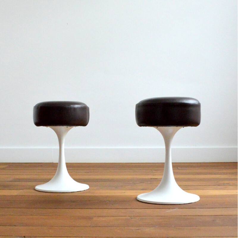 Pair of vintage stools tulip leg 1970s