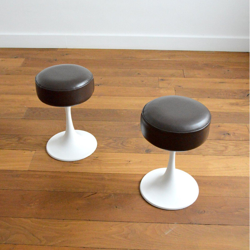 Pair of vintage stools tulip leg 1970s