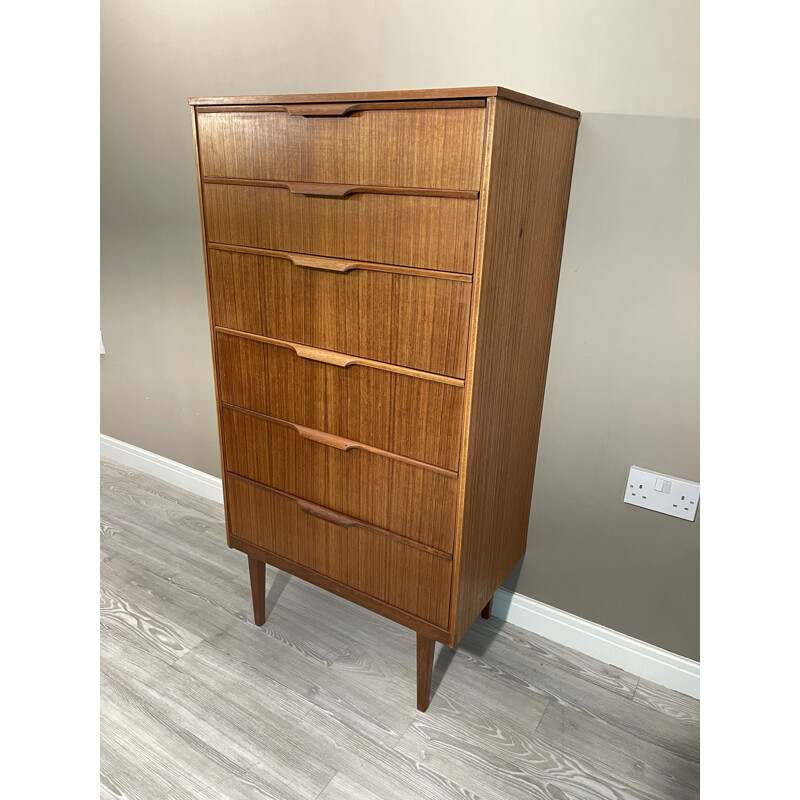 Mid Century Teak Tallboy Chest Of Drawers Austinsuite Denmark 1960s