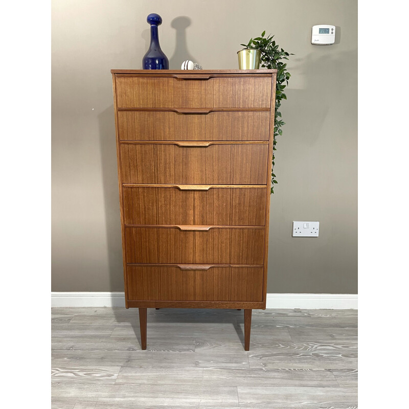 Mid Century Teak Tallboy Chest Of Drawers Austinsuite Denmark 1960s