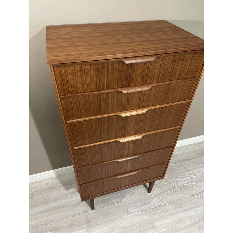 Mid Century Teak Tallboy Chest Of Drawers Austinsuite Denmark 1960s