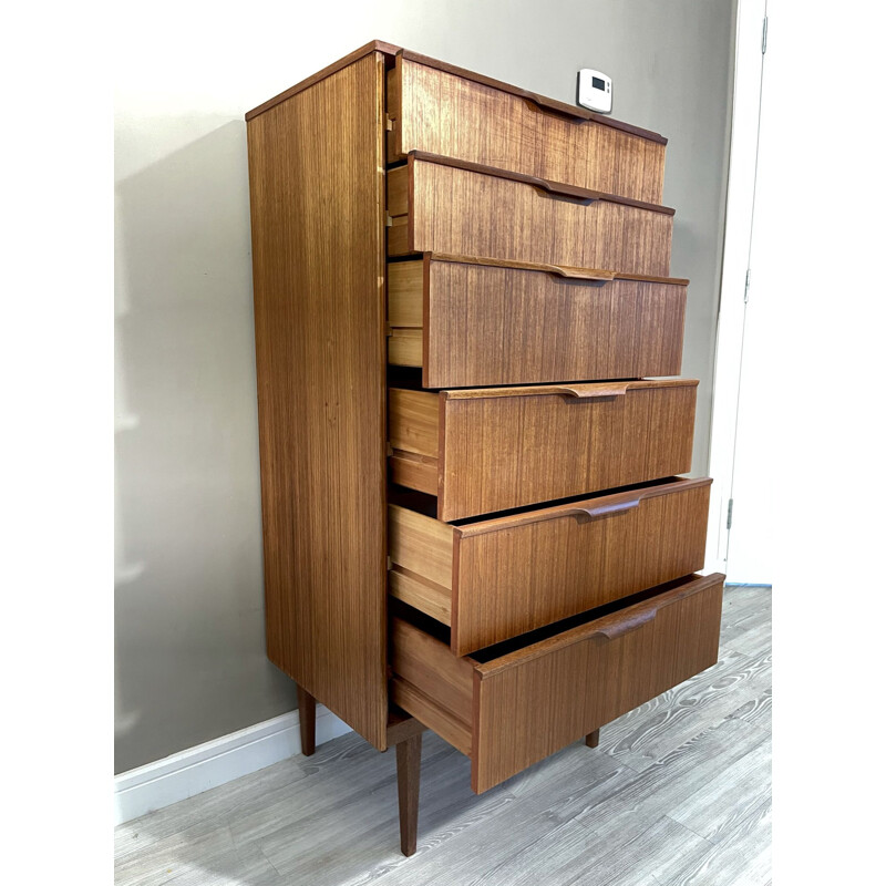 Mid Century Teak Tallboy Chest Of Drawers Austinsuite Denmark 1960s