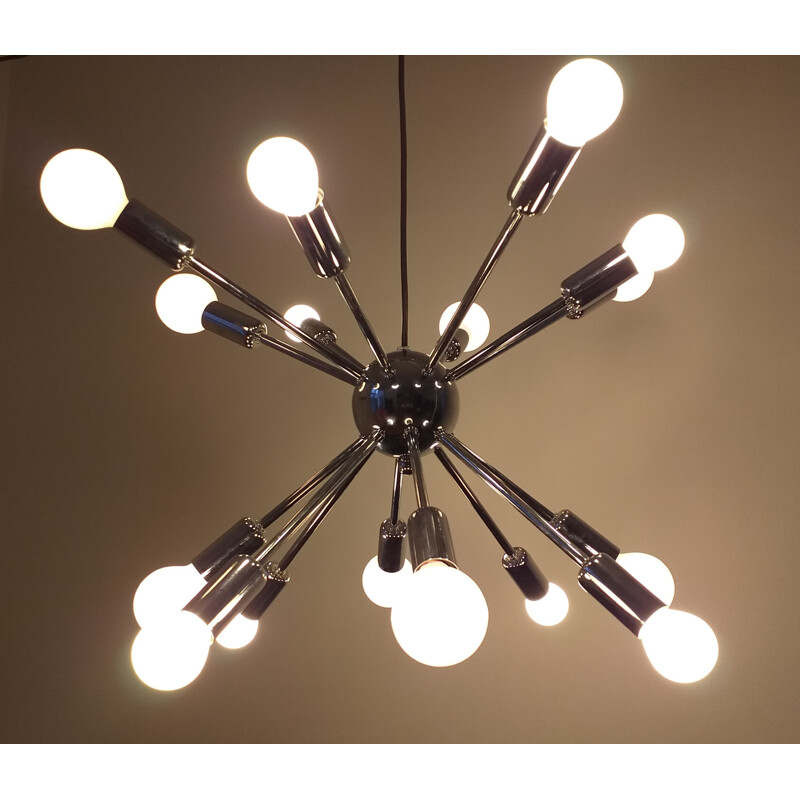 Mid Century Large Chandelier Sputnik Atomic Italy 1970s