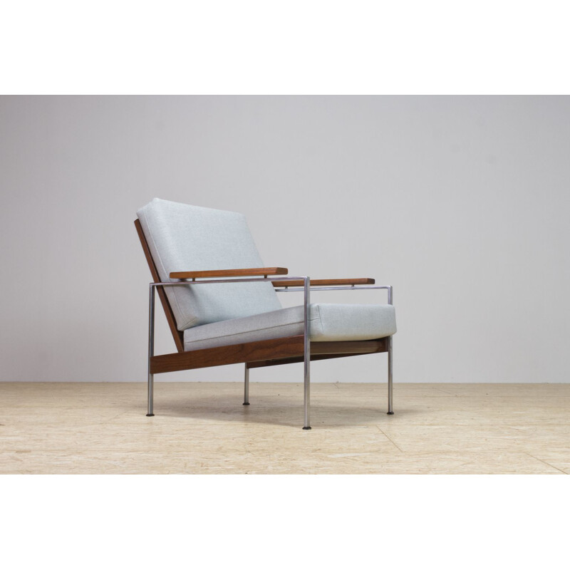 Mid-Century Parry Lounge Chair Lotus in Teak and Grey New Fabric 1960s