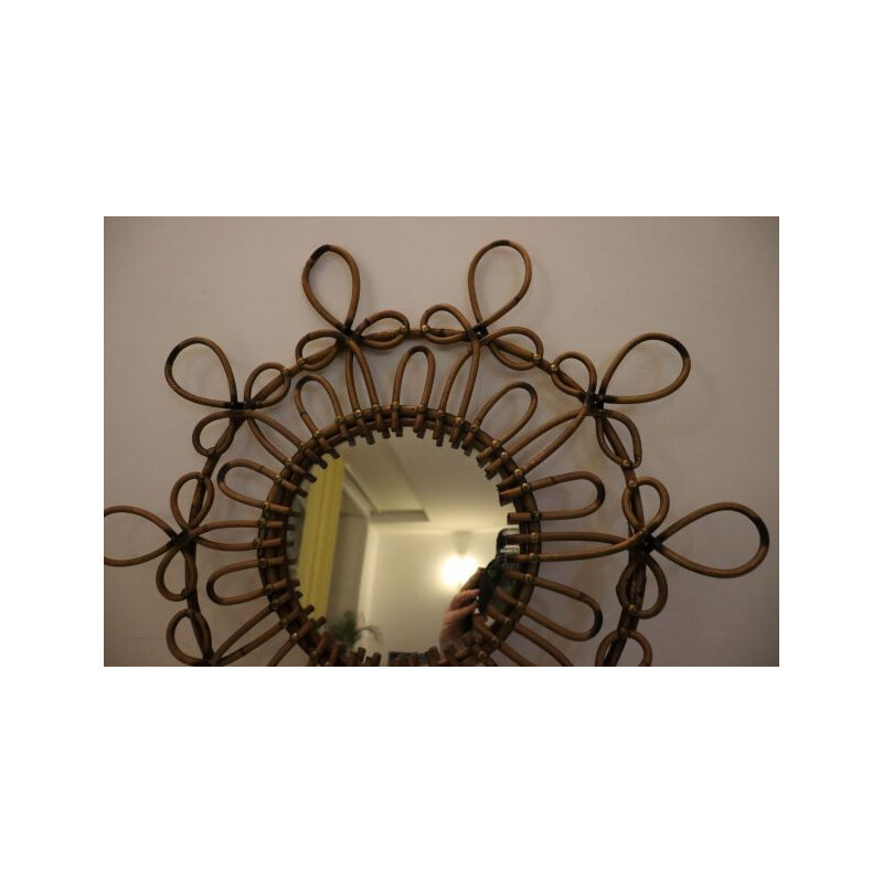 Vintage Rattan Mirror