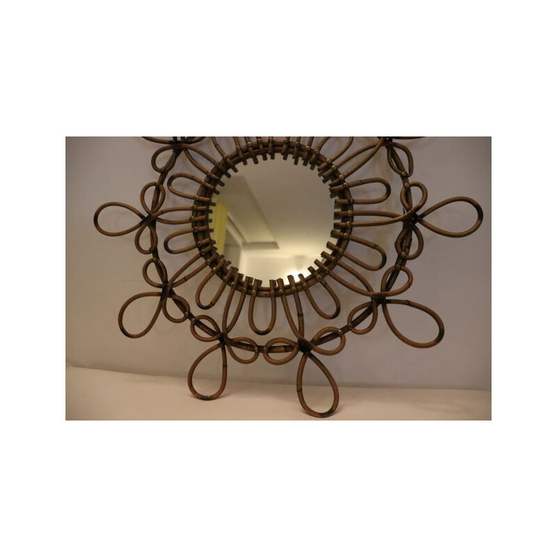 Vintage Rattan Mirror