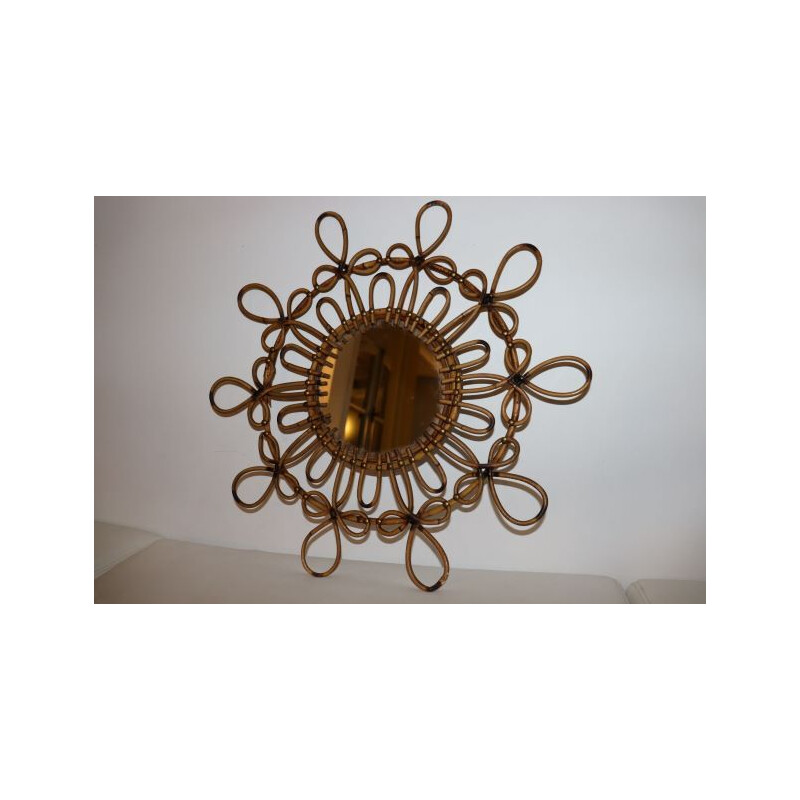 Miroir vintage en Rotin