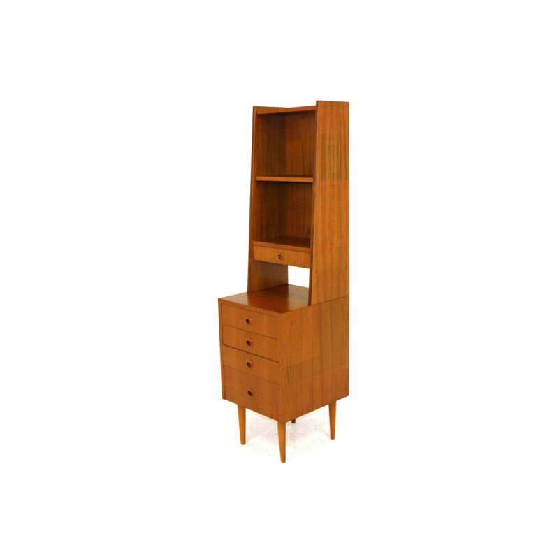 Vintage teak and beech wood bookcase Sweden 1960s