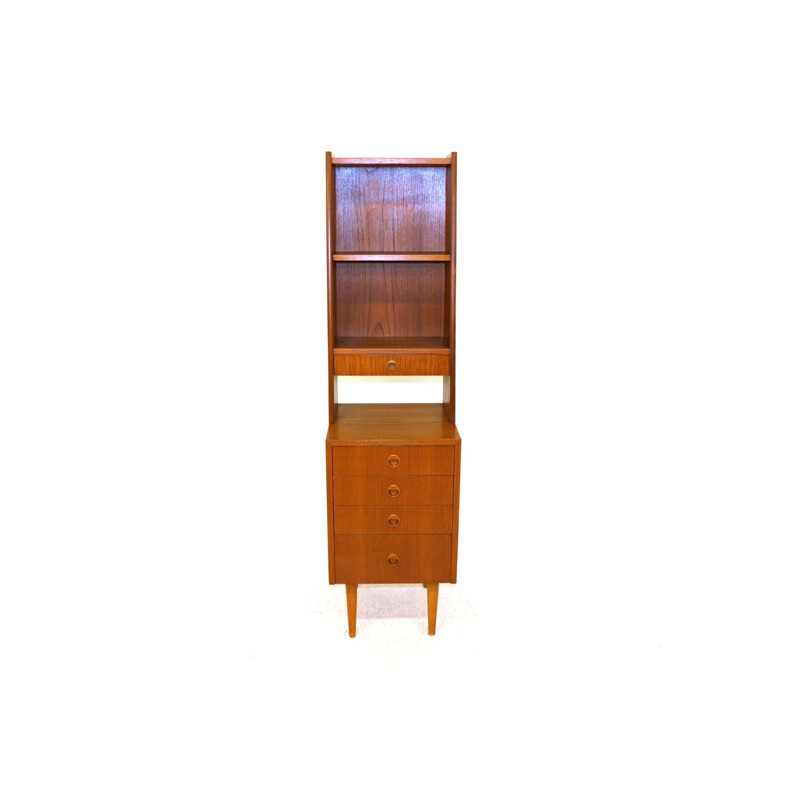 Vintage teak and beech wood bookcase Sweden 1960s