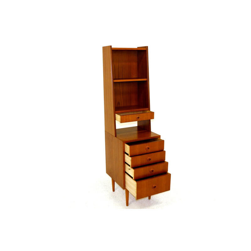 Vintage teak and beech wood bookcase Sweden 1960s