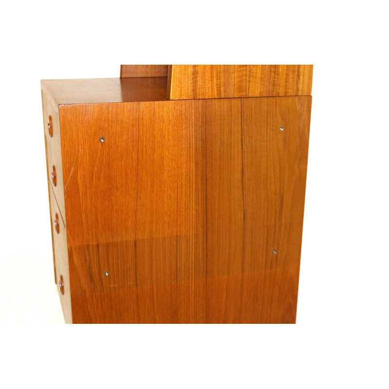 Vintage teak and beech wood bookcase Sweden 1960s