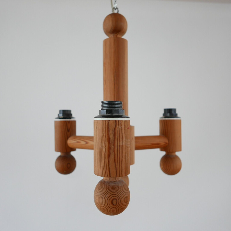 Mid-Century Three Arm Pendant Chandelier Scandinavian 1960s