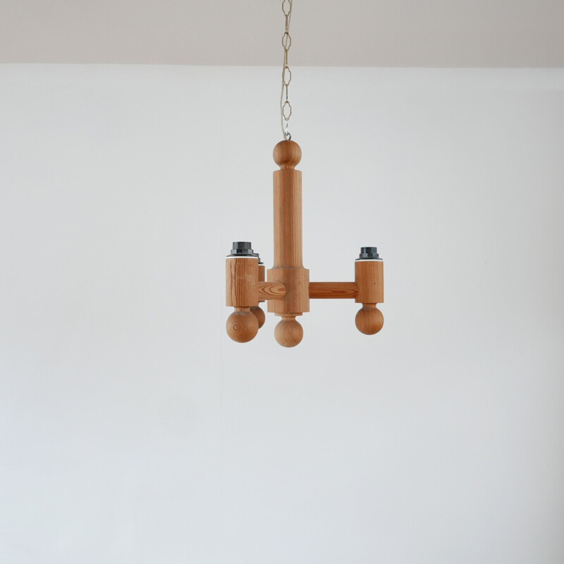 Mid-Century Three Arm Pendant Chandelier Scandinavian 1960s